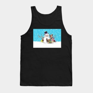 Owls building a snowman Tank Top